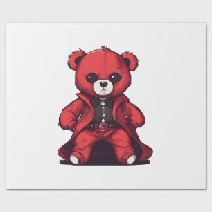 Papel De Presente Urso de pelúcia fofo menino vermelho