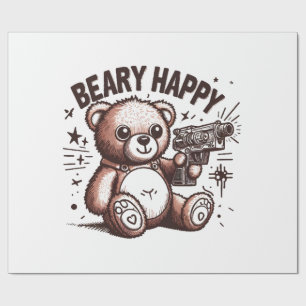 Papel De Presente Urso de Pelúcia Muito Feliz