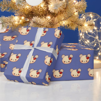 Papel De Presente Urso de Sobremesa Morango Mirtilo Kawaii Fofo