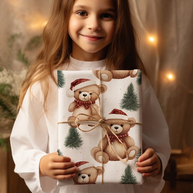 Papel De Presente Urso de Teddy de Natal Bonito Moderno (Criador carregado)