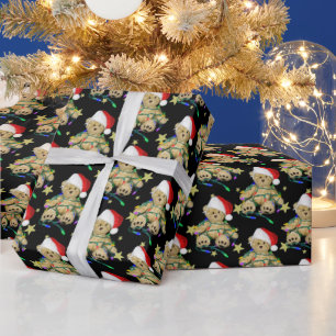 Papel De Presente Urso De Teddy Em Luzes De Natal
