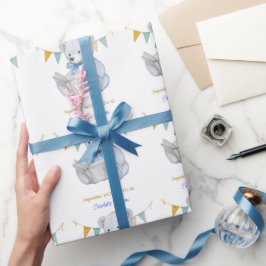 Papel De Presente Urso de Teddy Personalizado lendo um Parabéns de l