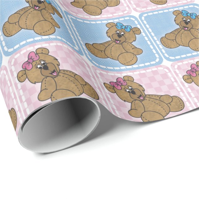 Papel De Presente Urso de ursinho para o menino ou a menina (Ponta do rolo)