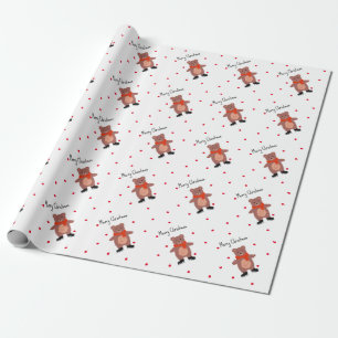 Papel De Presente Urso engraçado nos skates de inverno