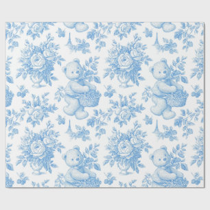 Papel De Presente Urso Floral Toile Francês