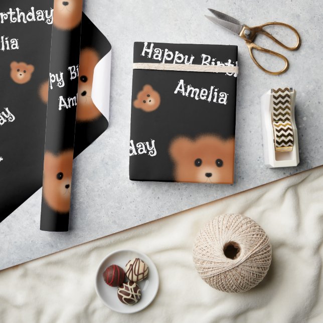 Papel De Presente Urso Fofo Personalizado (Artesanato)