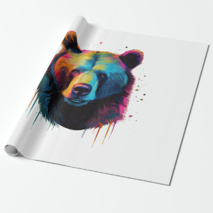 Papel De Presente Urso Grizzly Aproxima Urso Cinza Grande Pop