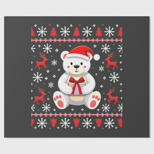 Papel De Presente Urso Natal Natal (Aberto)