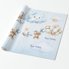 Papel De Presente Urso no Aniversário do Avião Blue Boys