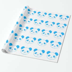 Papel De Presente Urso Panda de Kawaii Azul