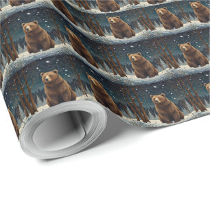 Papel De Presente Urso pardo retrógrado