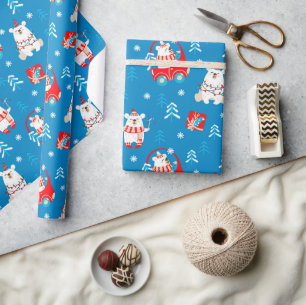 Papel De Presente Urso Polar de Natal