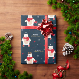 Papel De Presente Urso Polar de Natal 