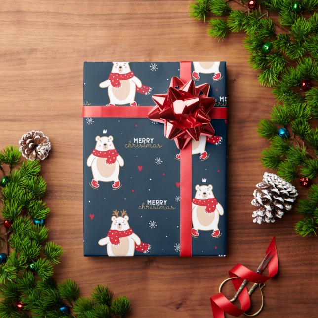 Papel De Presente Urso Polar de Natal  (Presente de Natal)