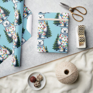 Papel De Presente Urso Polar de Natal