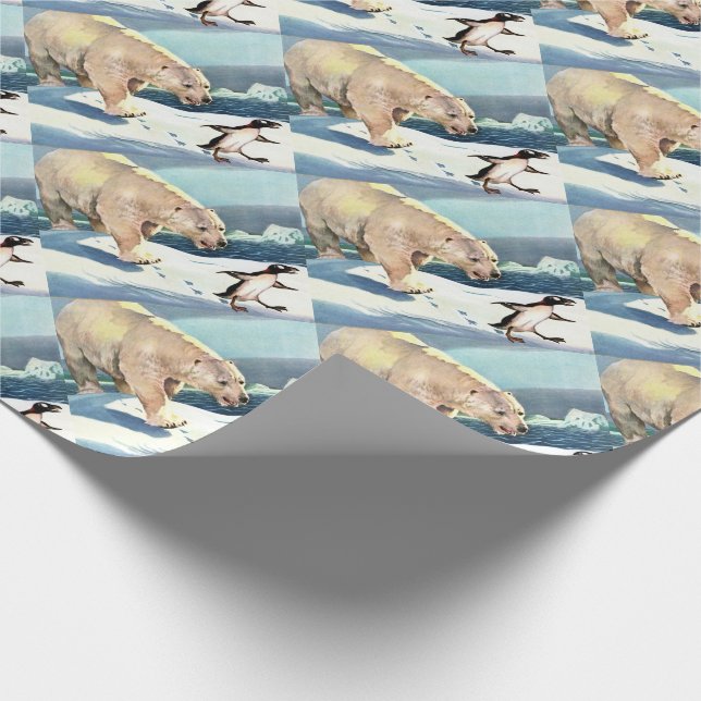 Papel De Presente Urso polar e pinguim dos anos 40 (Ponta)