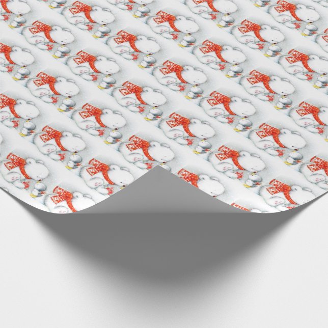 Papel De Presente Urso Polar Fofo e Frango Bebê (Ponta)