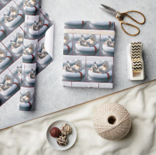 Papel De Presente Urso Polar Lendo um Jornal