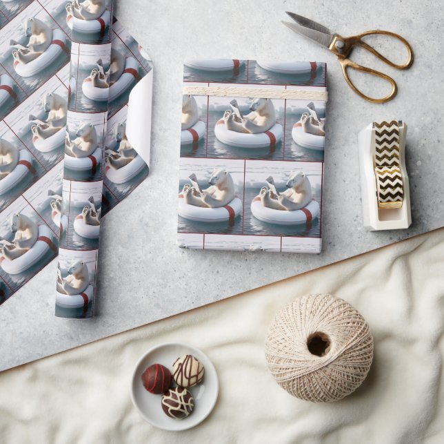 Papel De Presente Urso Polar Lendo um Jornal (Artesanato)