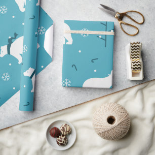 Papel De Presente urso polar Padrão Fofo de Crianças Animais de Dese