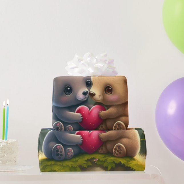 Papel De Presente Ursos bonitos amando papel de molho (Presentes para festas)