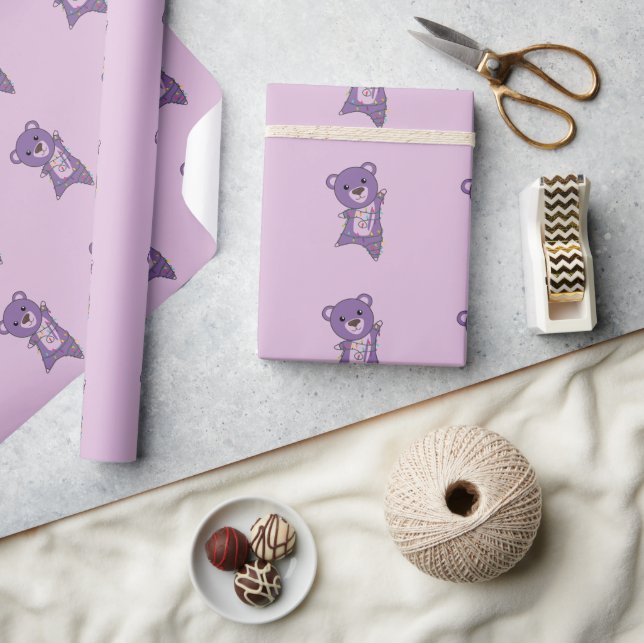 Papel De Presente Ursos Coloridos Brancos Felizes De Natal (Artesanato)