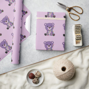 Papel De Presente Ursos Coloridos Brancos Felizes De Natal