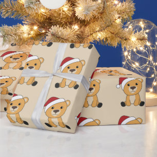 Papel De Presente Ursos Coloridos Brancos Felizes De Natal