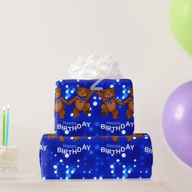Papel De Presente Ursos de Teddy segundo aniversário (Presentes para festas)
