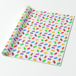 Papel De Presente Ursos doces multicoloridos modernos sobre branco