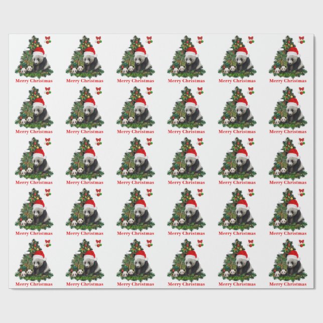 Papel De Presente Ursos panda fazem o Natal  (Aberto)