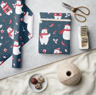 Papel De Presente Ursos Polares de inverno Festivos Modernos
