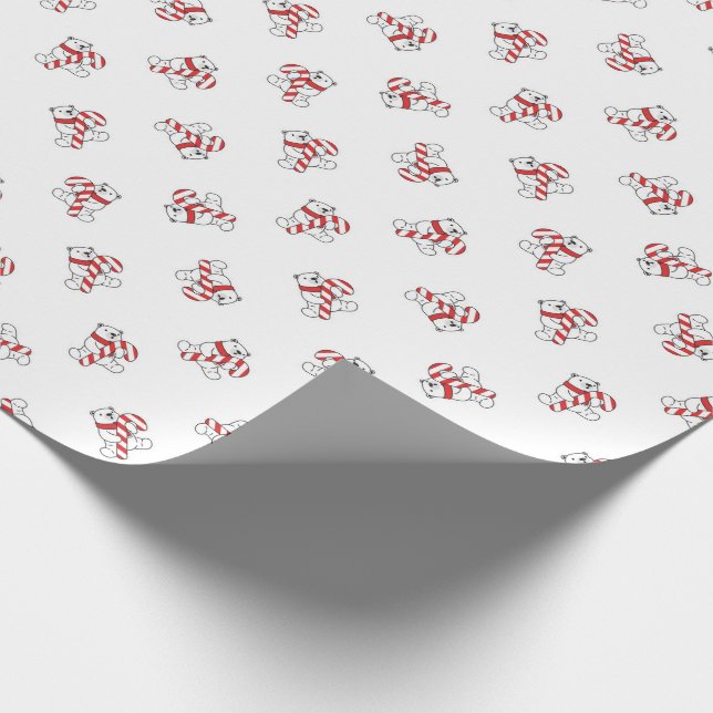 Papel De Presente Ursos Polares e Canas Doces (Ponta)