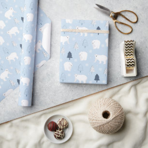 Papel De Presente Ursos Polares nos Bosques de Inverno