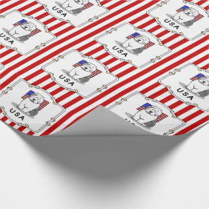 Papel De Presente US American Flag Old English Sheepdog (Cinza 1)