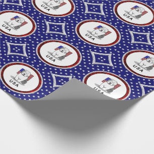 Papel De Presente US American Flag Old English Sheepdog (Cinza 1)