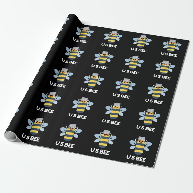 Papel De Presente US Bee Funny USB Technical Pun Dark BG (Desenrolado)