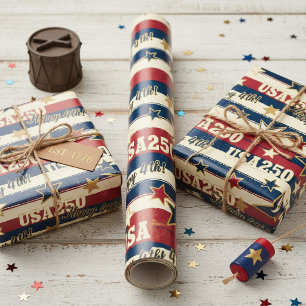 Papel de presente USA250 Estrelas & Listras 4 de J