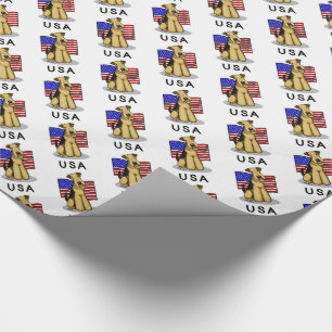 Papel De Presente USA American Flag Airedale Terrier Dog - Cute