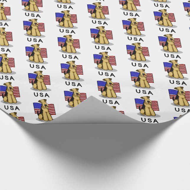 Papel De Presente USA American Flag Airedale Terrier Dog - Cute (Ponta)