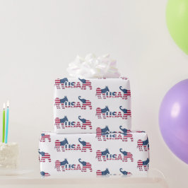 Papel De Presente USA Politics Democratic Donkey Republican Elephant