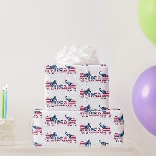 Papel De Presente USA Politics Democratic Donkey Republican Elephant