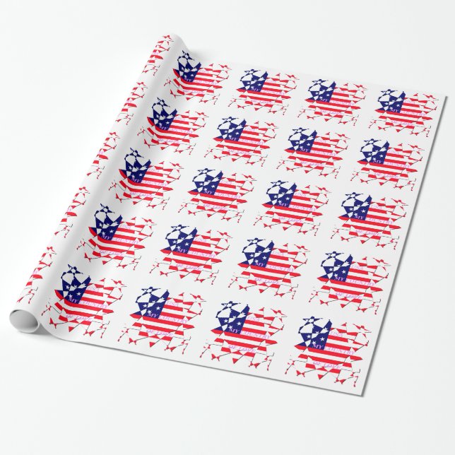 Papel De Presente USA Star Spangled Love My Country of Love (Desenrolado)