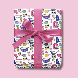Papel De Presente Utensílios de Cozinha Brilhantes padrão de Chef Pa