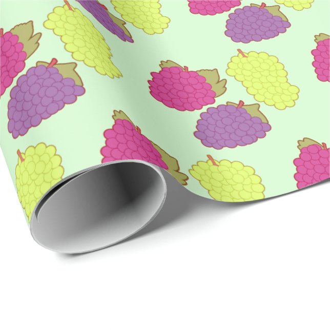 Papel De Presente Uvas Vermelhas, Verdes E Roxas (Ponta do rolo)
