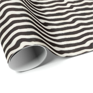 Papel De Presente Vá Selvagem Listra de Zebra Preto Branco Faux Fur 