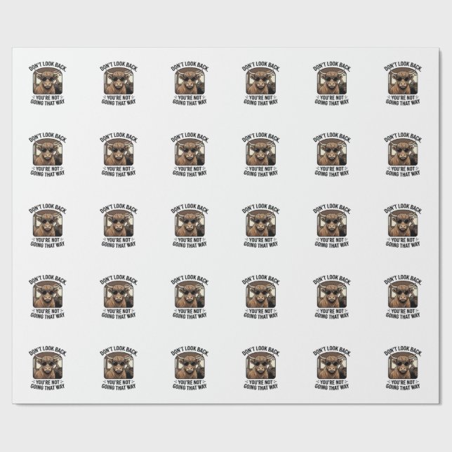 Papel De Presente Vaca Alta Funny Não Olhe Para Trás Retro (Aberto)