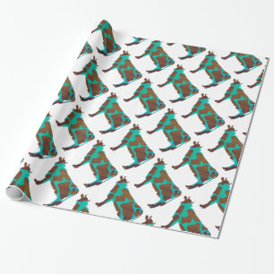 Papel De Presente Vaca Brown e Teal Silhouette