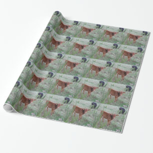 Papel De Presente Vaca Castanho.