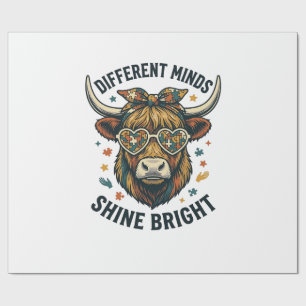 Papel De Presente Vaca Conscientização do Autismo Gravura Vintage Su